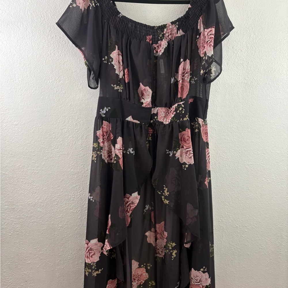 Live 4 Truth Floral Cold Shoulder Tiered low high kimono size 2X